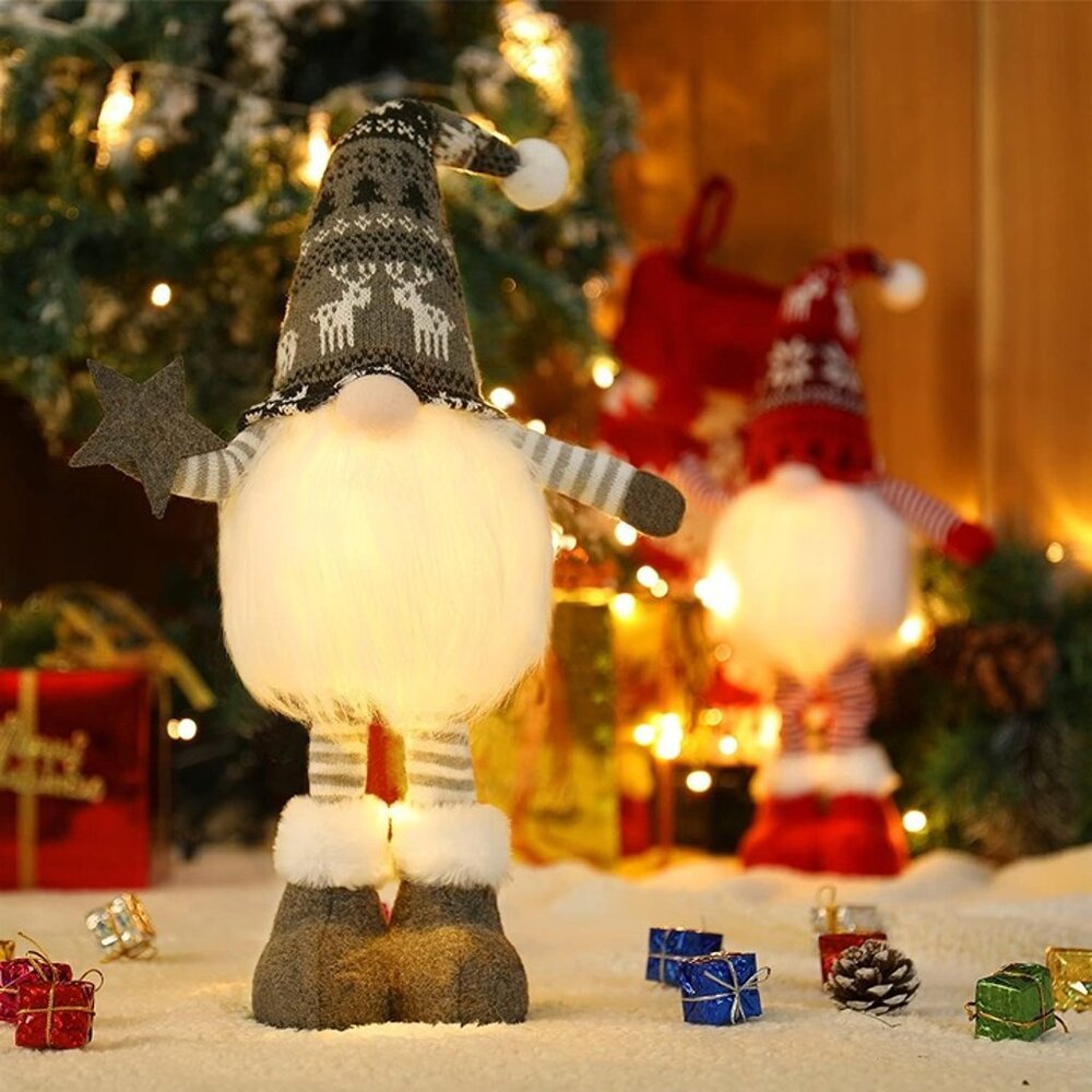 NEW 2Pcs 24.8 Inch Large Size Lighted Standing Christmas Gnomes Decorations - Picture 2 of 9